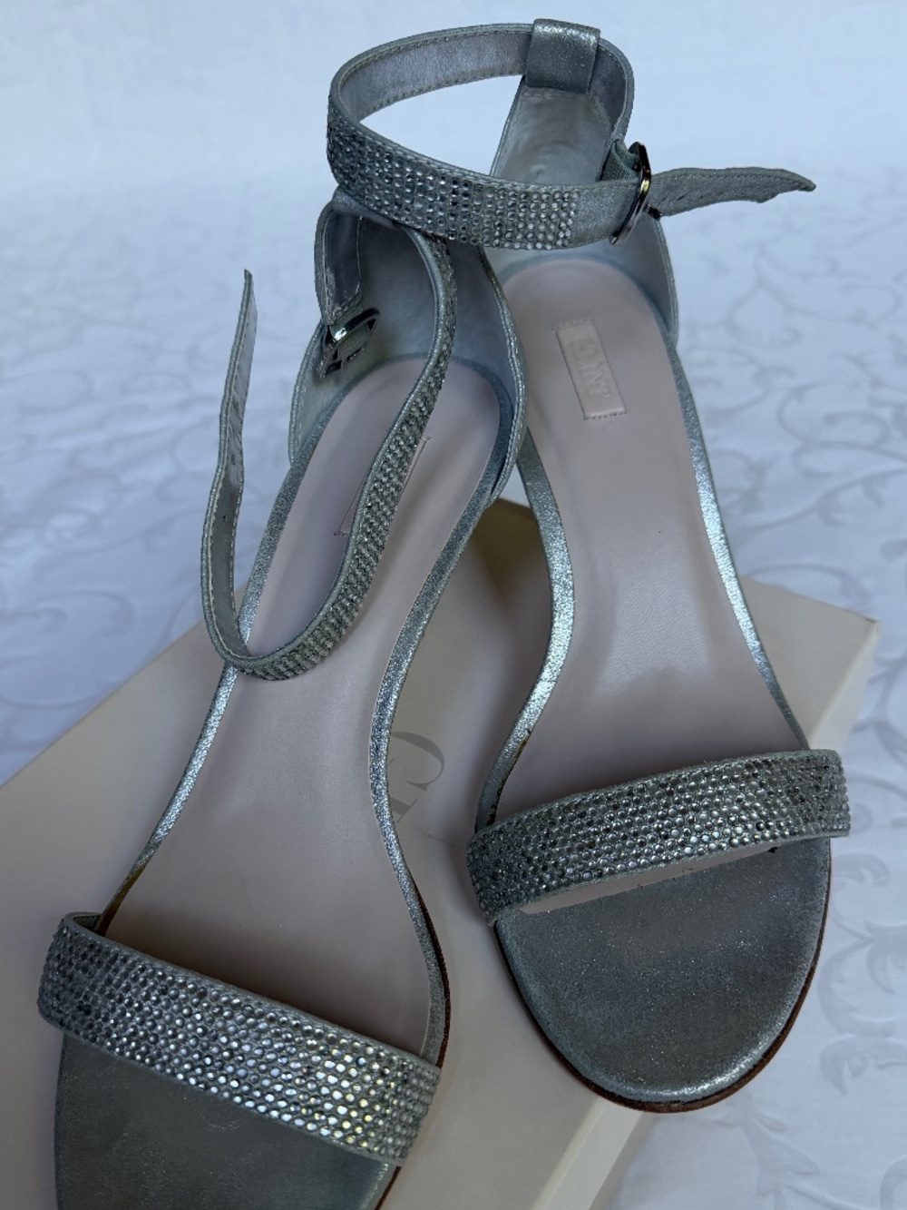 Nordstrom Glint Silver Rhinestone Sandal Heel Sz 9